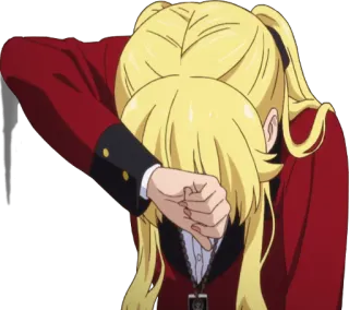 😞 อนิเมะ, ผู้หญิง, ผมบลอนด์, ร้องไห้, เศร้า, เสียใจ telegram sticker