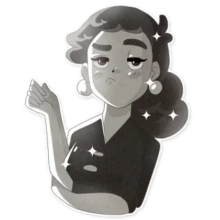 😒 cartoon, woman, sarcastic, monochrome, attitude, illustration whatsapp sticker