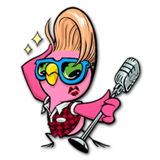 💋 vogel, mikrofon, cartoon, sänger, glamour, mode telegram sticker