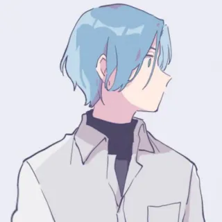 😐 anime, desenho animado, menino, cabelo azul, masculino, personagem telegram sticker