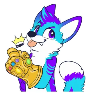 👋 SNAP zorro, furry, guantelete del infinito, marvel, chasquido, dibujos animados telegram sticker