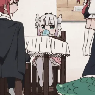 🍓 Kanna Kamui Miss Kobayashi's Dragon Maid kanna, anime, smok, picie, kawaii, słodkie telegram sticker