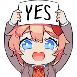 ✅ Sayori Doki Doki Literature Club! YES anime, carino, sì, approvazione, DDLC telegram sticker