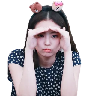 👀 vrouw, portret, hoofdband, schattig, beer telegram sticker