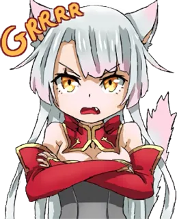 😠 GRRRR 애니메이션, 화난, 만화, 늑대, 귀, 치비 telegram sticker