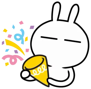 🎉 conejo, confeti, celebración, fiesta, dibujos animados, animal telegram sticker
