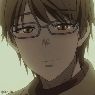 😢 @Xajlo Anime, Mann, Brille, braune Haare, Porträt, Lächeln telegram sticker