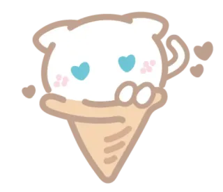 🍦 helado, kawaii, cono, lindo, postre, ojos de corazón telegram sticker