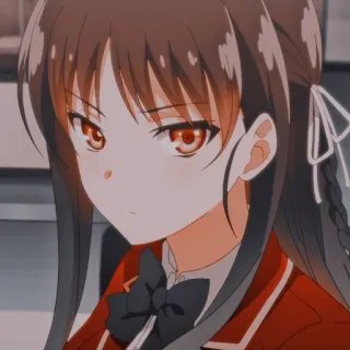 🥺 Classroom of the Elite Anime, Ragazza, Uniforme scolastica, Carina, Occhi rossi, Capelli lunghi telegram sticker