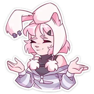🤷‍♀ 卡通, 可爱, 动漫, 兔子, 女孩, 耸肩, 粉色 whatsapp sticker