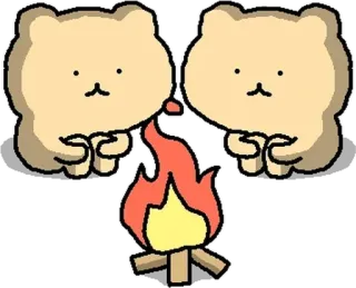 🥸 animali, orsi, falò, fuoco, carino, cartoni animati, animazione telegram sticker