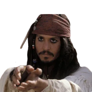 🙏 Jack Sparrow Pirates of the Caribbean pirate, captain, pirates, johnny depp, caribbean, movie character, pointing telegram sticker