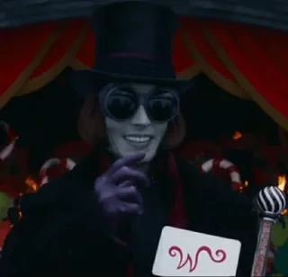 🍫 Willy Wonka Charlie and the Chocolate Factory willy wonka, fabbrica di cioccolato, film, personaggio, romanzo, roald dahl, eccentrico, caramelle telegram sticker