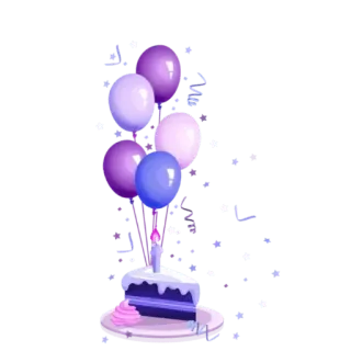 🎂 เค้ก, ลูกโป่ง, วันเกิด, งานฉลอง, ปาร์ตี้, ของหวาน, หวาน telegram sticker