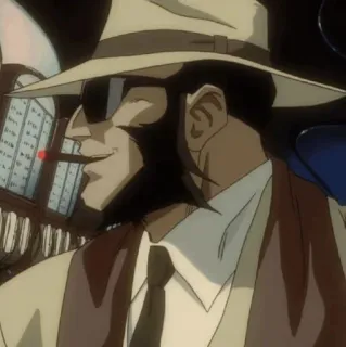 🔩 man, hat, anime, character, smoking, cigar telegram sticker