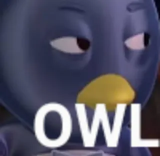 🧑‍🦱 OWL Meme, Engraçado, Animal, Coruja, Pássaro, Personagem telegram sticker