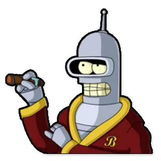 😕 Bender Futurama robot, sigaro, cartone animato, fumare, Bender, Futurama telegram sticker