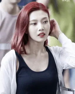 🌨 BE MY JOYful Korea, rambut merah, wanita, K-pop, ceria telegram sticker