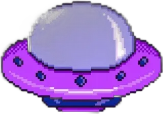🌟 spaceship, ufo, alien, pixel art, purple, flying saucer telegram sticker