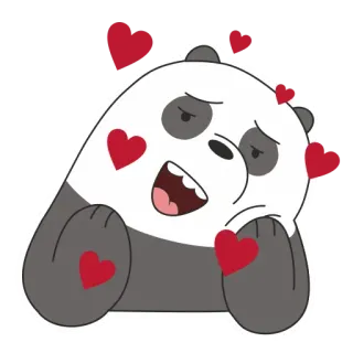 🥰 Panda We Bare Bears panda, we bare bears, kartun, imut, hati, cinta, senang telegram sticker