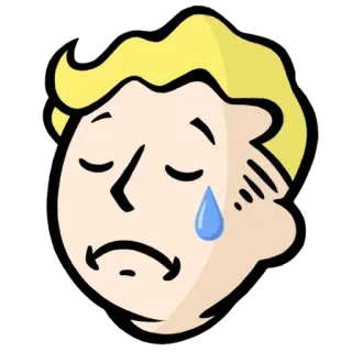 😢 Vault Boy Fallout traurig, weinen, gesicht, vault boy, fallout telegram sticker