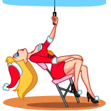 🚿 christmas, pinup, cartoon, girl, chair, santa, party, blonde telegram sticker