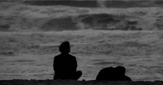🌟 Strand, Ozean, Wellen, Silhouette, Schwarzweiß, Meer, Sand, Küste telegram sticker