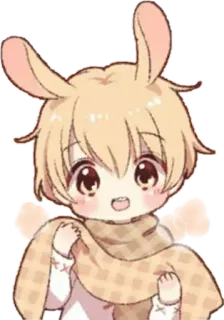 😃 Anime, Cartone animato, Carino, Coniglio, Sciarpa telegram sticker