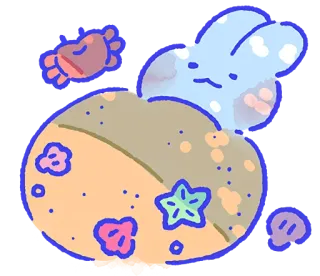 ☀️ Meer, Strand, Ozean, Hase, Sand, Seestern, Muschel telegram sticker