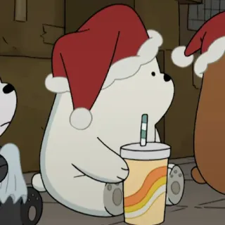 🐻 Ice Bear We Bare Bears 圣诞节, 卡通, 熊, 节日, 饮料 telegram sticker