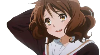 😅 Anime, Mädchen, braune Haare, Pferdeschwanz, süß telegram sticker