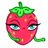 🖕 fragola, cartone animato, frutta, divertente, personaggio, sfacciato, carino telegram sticker