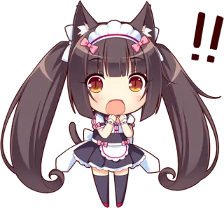 😧 アニメ, 猫耳, 可愛い, メイド, ちび telegram sticker