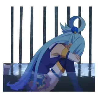 😭 Aqua Konosuba anime, triste, llorando, chica, Aqua, Konosuba telegram sticker