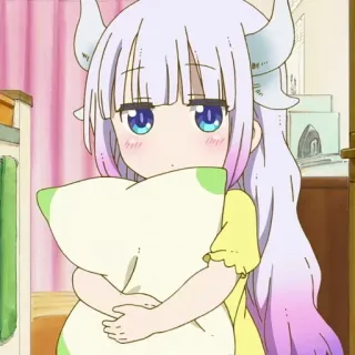 💈 Kanna Miss Kobayashi's Dragon Maid Kanna, Anime, Dragón, Chibi, Mono, Almohada telegram sticker