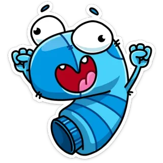 🥳 Мультфильм, Смешной, Персонаж, Синий, Монстр, Веселый whatsapp sticker