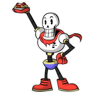 🙌 Papyrus Undertale Squelette, Spaghetti, Jeu vidéo, Personnage, Mignon telegram sticker