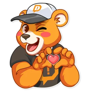 ❤️ D หมี, การ์ตูน, หัวใจ, รัก, ตัวละคร telegram sticker