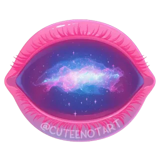 🌌 @CUTEENOTART galaxy, eye, pink, stars, cute telegram sticker