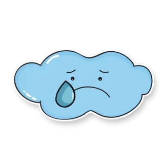😢 wolke, traurig, weinen, träne, wetter, cartoon whatsapp sticker