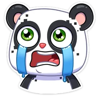 😭 panda, pleurs, triste, émotion, dessin animé, kawaii, autocollant whatsapp sticker