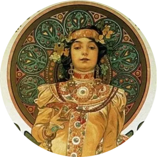 🌺 Jugendstil, Frau, Vintage, Gemälde, Kunst, Mucha telegram sticker
