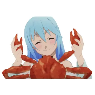 🦀 Aqua Konosuba Anime, Cangrejo, Lindo, Alegre, Dibujos animados telegram sticker
