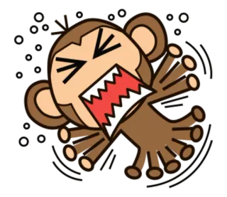 🐵 ลิง, การ์ตูน, โกรธ, ฟัน, สัตว์ telegram sticker