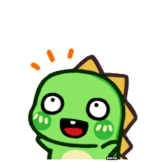 😆 恐龙, 卡通, 卡哇伊, 可爱, 绿色, 动物, 友好的 whatsapp sticker