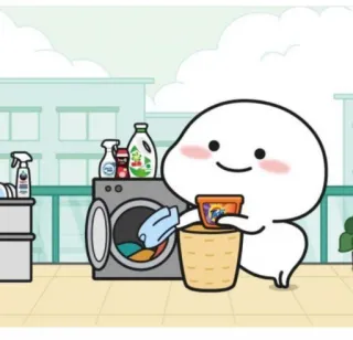 👚 lessive, nettoyage, dessin animé, machine à laver, détergent, tâches ménagères telegram sticker