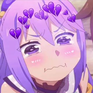 💈 anime, crying, broken heart, sad, emotional, cartoon, purple telegram sticker