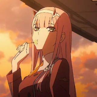 🍭 Zero Two Darling in the Franxx аниме, zero two, darling in the franxx, мультфильм, анимация, персонаж telegram sticker