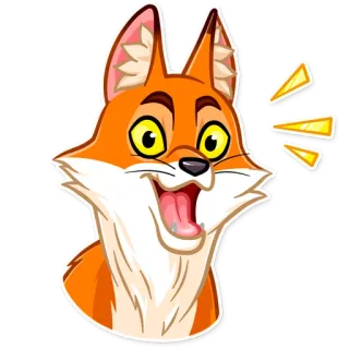 😃 fox, animal, cartoon, orange, happy, cute telegram sticker