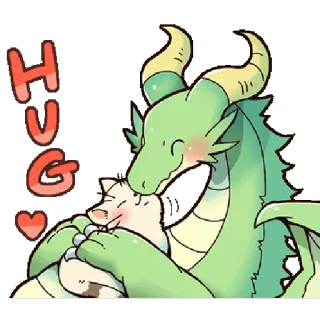 🤗 HUG dragon, chat, câlin, amitié, mignon, affection telegram sticker